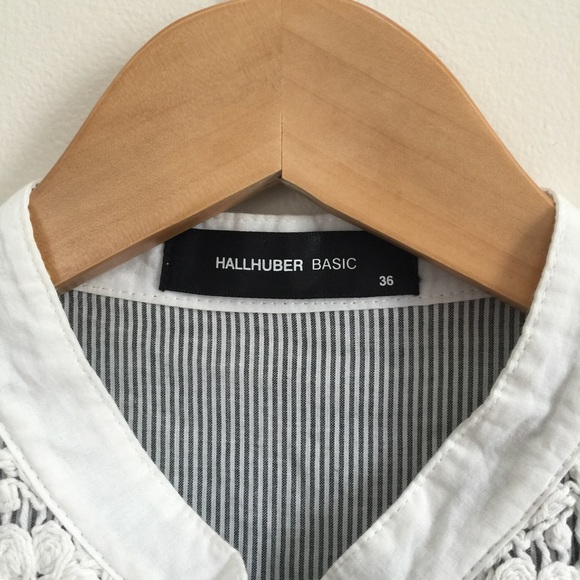 Striped Button Up with Lace Bib NWOT - Picture 5 of 5